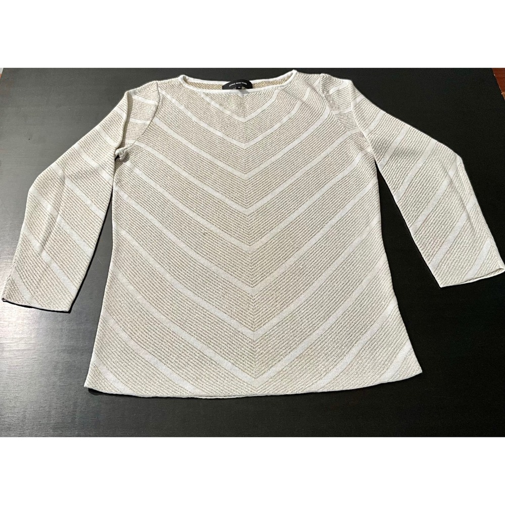 Jones New York Womens Chevron Stripe Long Sleeve Top Tunic Blouse Size S